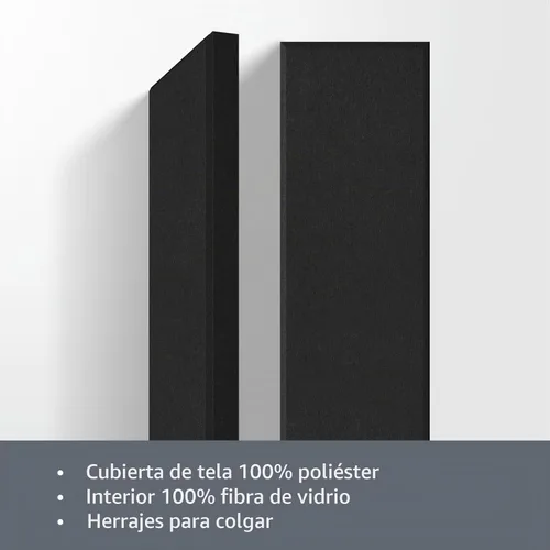 Vista 6 de Paneles acústicos de 2 pulgadas de grosor con soportes para colgar en la pared, 2 paneles de fibra de vidrio de 47.2 x 11.8 pulgadas de absorción