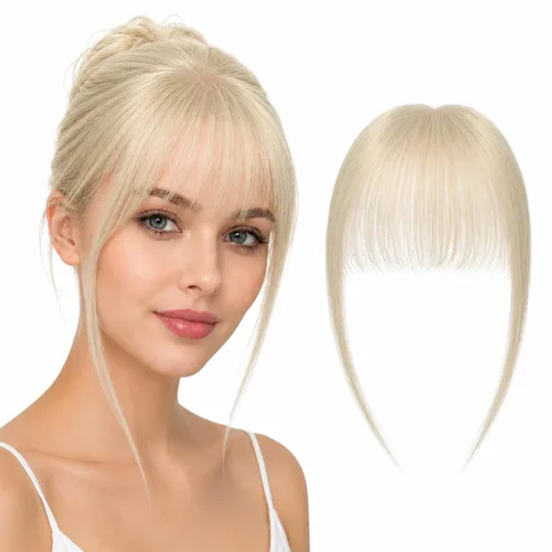 Vista 12 de Anemone - Cubrecabello humano de 10 pulgadas con flequillo francés para mujer, base de encaje para mujer, tuppe, ligero y lacio, parte media para 1b