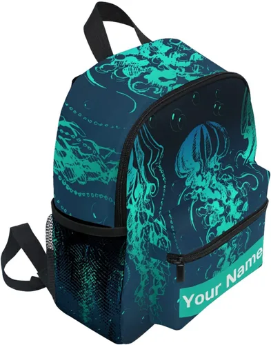 Vista 2 de AUUXVA Mochila infantil personalizada para niñas y niños, mochilas casuales para niños, mochila escolar personalizada con nombre para niños, medusa