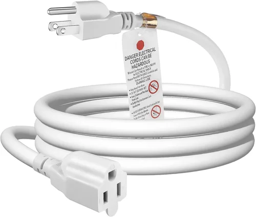 Vista 9 de VSEER Cable de extensión resistente de 1 pie 1875 W 15 A, protector de salida de 3 puntas, 14 AWG, cable de extensión de alimentación corto, negro