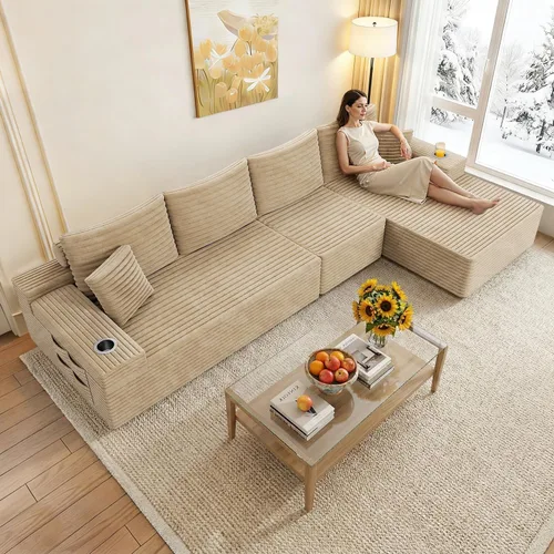 Vista 13 de Sofás seccionales de nube de gran tamaño para sala de estar, sofá modular de 7 plazas en forma de U de 122 pulgadas con diván, asiento profundo