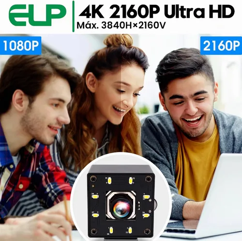 Vista 6 de ELP Cámara USB 4K Visión Nocturna 8MP Autofoco Webcam para Computadora Mini UVC USB2.0 Lightburn Cámara IMX415 USB Cámara de Seguridad Cámara PC