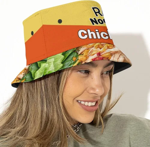 Vista 4 de Sombrero de pescador con sabor a pollo y sopa de fideos ramen, gorra de pescador para mujeres y hombres, divertida comida casual, sombrero