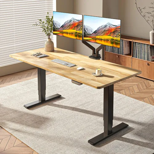 Vista 31 de FLEXISPOT E6 MAX Woodix - Escritorio de pie de madera maciza de acacia de 48 x 24 pulgadas, doble motor, resistente, capacidad de 330 libras