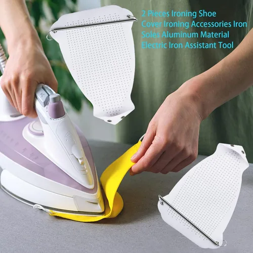 Vista 7 de FQTANJU 2 piezas de funda para zapatos de planchado, accesorios de planchado, suela de hierro, herramienta de asistente de hierro eléctrico