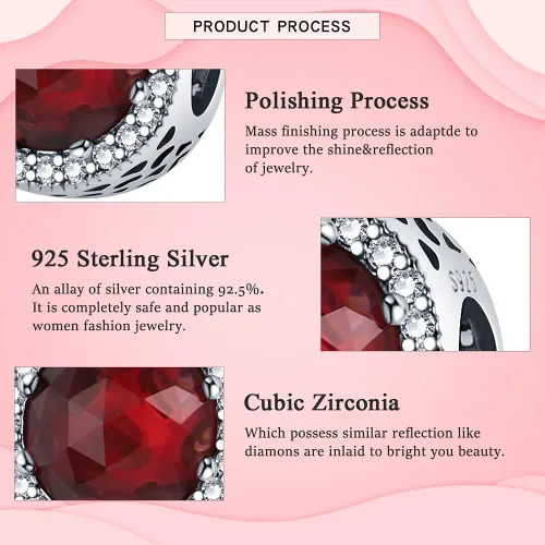 Vista 4 de LNQOBU Dijes de cristal de Murano para pulsera de plata de ley 925, dije redondo en forma de corazón para pulseras y collares de mujer