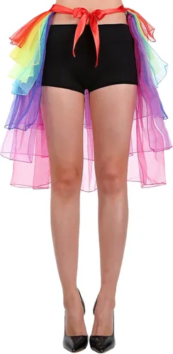 Vista 6 de SATINIOR Falda tutú arcoíris para mujer, falda de tul en capas para disfraz de cosplay