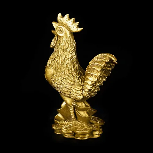 Vista 5 de BRASSTAR Latón 3.5 ''(H) Estatua de gallo auspicioso lingotes riqueza Feng Shui escultura oficina casa zodiaco chino adorno decorativo regalo