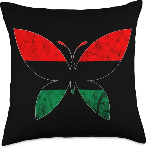 Vista 4 de Pan African UNIA Flag Black History Afro-American Butterfly Throw Pillow