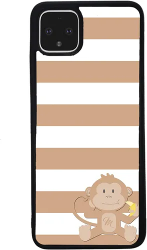 Vista 3 de Funda de goma negra personalizada de mono marrón y blanco compatible con Google Pixel 10, 10 Pro, 10 Pro XL, 9a, 9 Pro, Pixel 9, Pixel 9 Pro XL, 8a