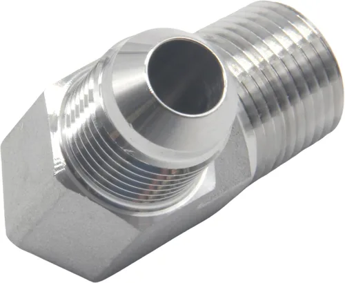 Vista 4 de HFS (R) 1/2" macho NPT a 1/2" macho JIC codo 90° Flare tubería de acero inoxidable 304 (1/2" MNPT x 1/2" MJIC)