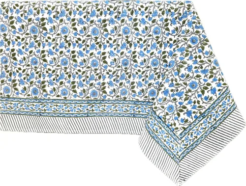 Vista 33 de ATOSII Amalfi - Mantel redondo de verano 100% algodón, estampado en bloques, para comedor, bodas, exteriores, fiestas, I Grand Millenial Farmhouse