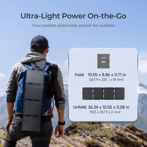 Vista 2 de Renogy Paneles solares, cargador de panel solar plegable portátil de 30 W, carga rápida para iPhone, iPad, tabletas, laptop, banco de energía