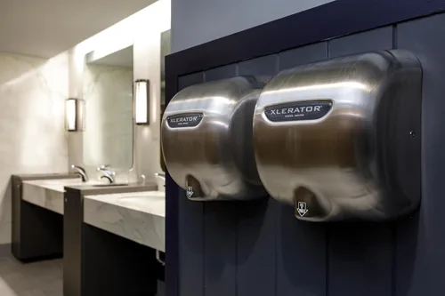 Vista 6 de XLERATOR XL-SB 1.1N Secador de manos comercial de alta velocidad, cubierta de acero inoxidable cepillado, secadora Excel, sensor automático, montaje