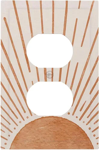 Vista 77 de Placa de pared eléctrica de 1 gang sin dispositivo en blanco, bohemio naranja vintage años 70 60s beige amanecer puesta de sol mediados de siglo
