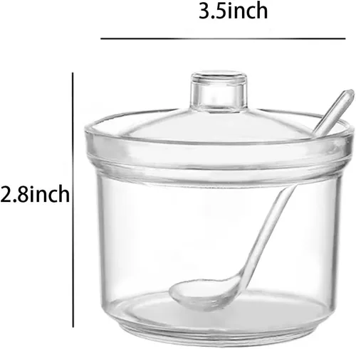 Vista 2 de Clean Acrylic Sugar Bowl - Tarro de especias con tapa y cuchara