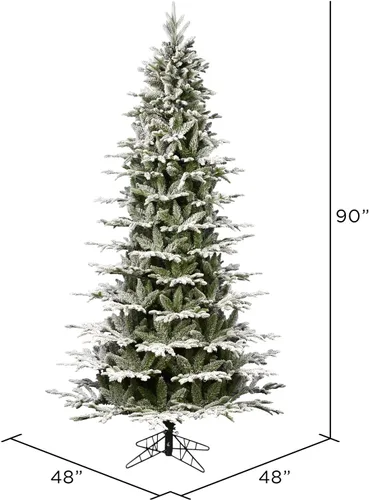 Vista 3 de Vickerman Árbol de Navidad artificial delgado de 7.5 x 48 pulgadas, flocado de Kamas Fraser Flocado blanco sobre verde
