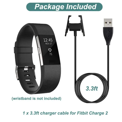 Vista 5 de Kissmart Cargador para Fitbit Charge 2, cable de carga de repuesto para pulsera inteligente Fitbit Charge 2 (3.3 pies/3.3 ft)