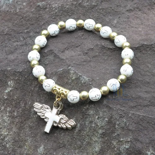 Vista 4 de 12 pulseras de ángel para bautismo, primera comunión, bautizo, boda, ángel
