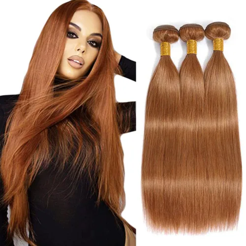 Vista 25 de Color 30 paquetes de cabello humano marrón onda del cuerpo paquetes 8 10 12 pulgadas brasileño virgen Remy extensiones de cabello humano doble trama