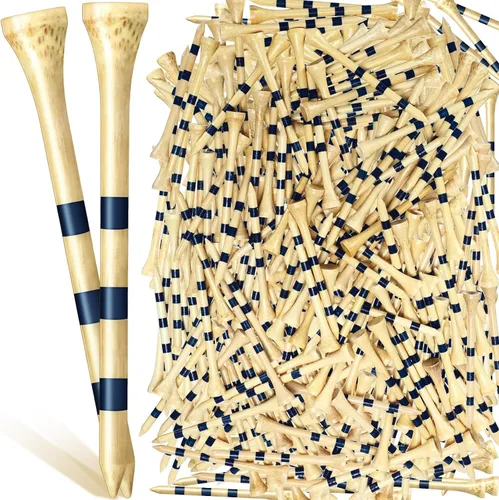Vista 8 de Jadive Camisetas de golf de bambú de 3-1/4 pulgadas de largo establo de madera para actividades de golf, color natural y azul