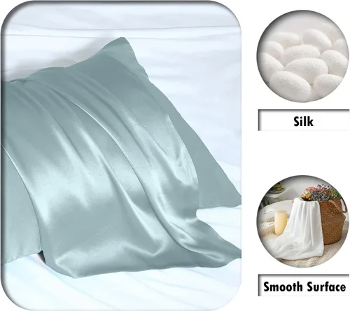 Vista 2 de Funda de almohada de seda para cabello y piel, suave, transpirable y resistente, funda de almohada de seda de tamaño Queen, fundas de almohada