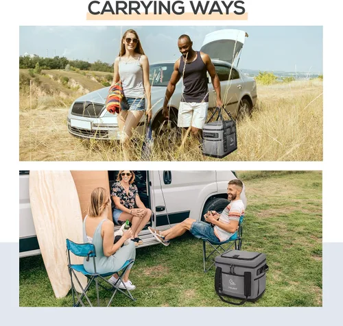 Vista 7 de TOURIT Hielera Portátil Plegable Rodante Suave para 50 Latas con Espacio de 29L y Carrito Todoterreno Reforzado con Ruedas para Transporte Fácil