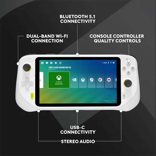 Vista 7 de Logitech G Cloud Handheld Portable Gaming Console with Long-Battery Life, 1080P 7-Inch Touchscreen, Lightweight Design, Xbox Cloud Gaming, NVIDIA