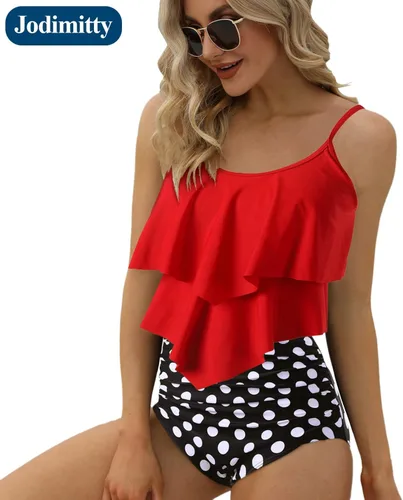 Vista 4 de Jodimitty 2 Piece High Waisted Tummy Control Bathing Suit Tankini for Bikini Set