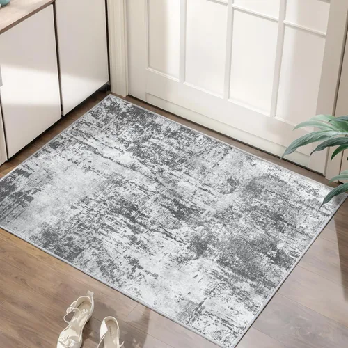 Vista 44 de Ciicool Alfombra moderna abstracta de 2 x 3 pulgadas, lavable, pequeña, antideslizante, de pelo bajo, alfombra de entrada plegable para cocina