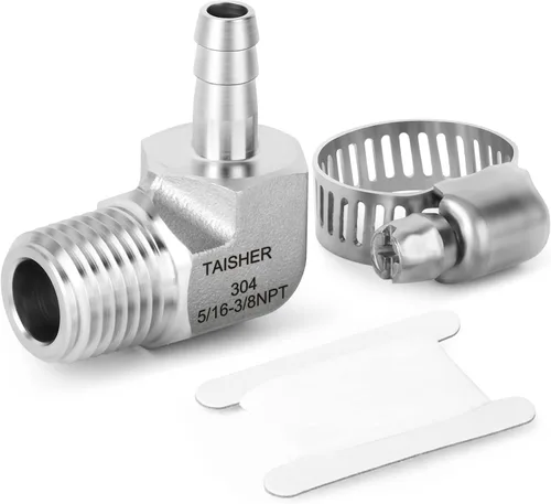 Vista 69 de TAISHER 1 PIEZA Accesorio de Manguera Codo de Acero Inoxidable 304 de 90 Grados - Púa de 1" x Púa de 1" para Combustible/Aire/Líquido/Gas con 2