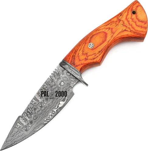 Vista 3 de PAL 2000 KNIVES Cuchillo de caza hecho a mano de acero de Damasco de 10 pulgadas - Mango de madera con funda 2060