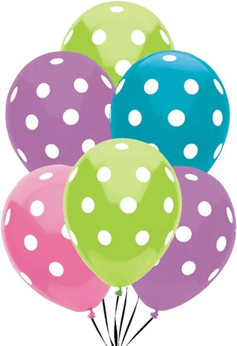 Vista 4 de PMU Globos de lunares – Globos pequeños multicolor para cumpleaños, bodas, Navidad, aniversarios de Halloween, baby shower y suministros de Surtido