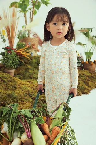 Vista 2 de moimoln Mameluco de una pieza de algodón modal de ajuste cómodo para bebés y niñas, trajes 6M-2T