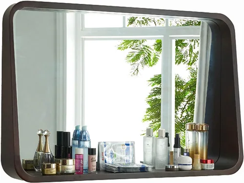 Vista 7 de Y&J Espejo de pared con estante, espejo rectangular de baño, espejo de decoración del hogar, práctico material de madera de fresno, para dormitorio