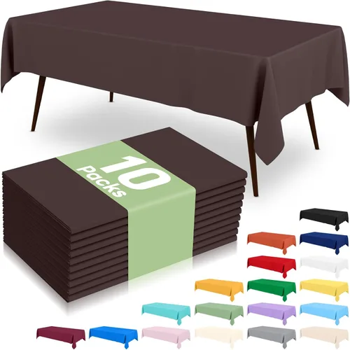 Vista 50 de 6 paquetes de manteles de plástico desechables, 54 x 72 pulgadas mantel rectangular impermeable, cubiertas de mesa decorativas a prueba de fugas