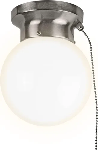 Vista 7 de Ultralux Montaje empotrado de vidrio LED utilitario de 6 pulgadas con cadena de tracción, lámpara de globo - 500 lúmenes 3000K lámpara para armario