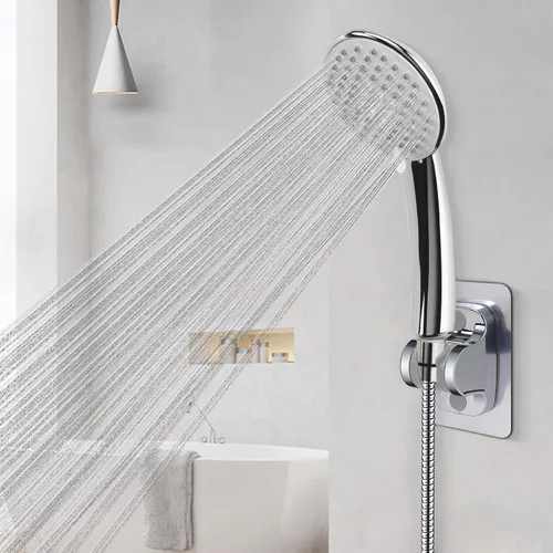 Vista 7 de NearMoon Soporte para cabezal de ducha autoadhesivo, soporte de ducha de mano ajustable, sin perforación, soporte de pared impermeable