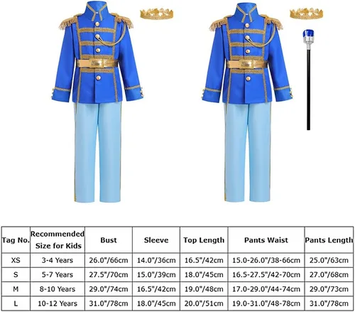 Vista 7 de IWEMEK Disfraz de príncipe azul medieval para niños, disfraz de príncipe real, disfraz de príncipe para cosplay, fiesta de Halloween para niños