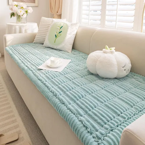 Vista 23 de vctops - Funda de sofá a rayas súper suave de corduroy, funda seccional para sofá, funda lavable antideslizante para sofá, protector de muebles