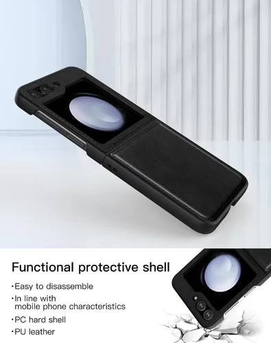 Vista 3 de Foluu para Samsung Galaxy Z Flip 5 5G Funda, Funda de Cuero, Cuero PU + Carcasa Rígida de PC Ultra Delgada Slim Duradera Funda Protectora