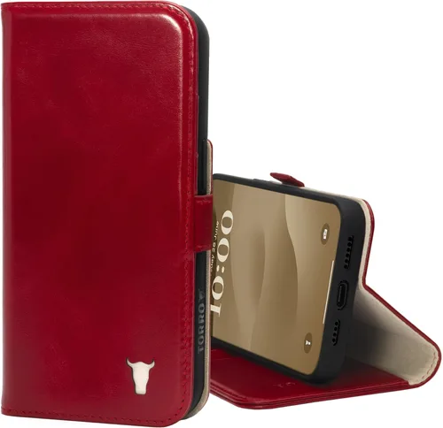 Vista 9 de TORRO Funda de cuero prémium compatible con iPhone 15 Pro Max de 6.7 pulgadas, funda de piel auténtica tipo cartera con función atril y ranuras