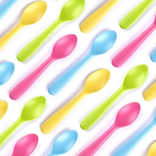 Vista 2 de GET FRESH Juego de cucharas de bambú para niños, paquete de 4 cucharas reutilizables de fibra de bambú para uso diario, cubiertos grandes de bambú