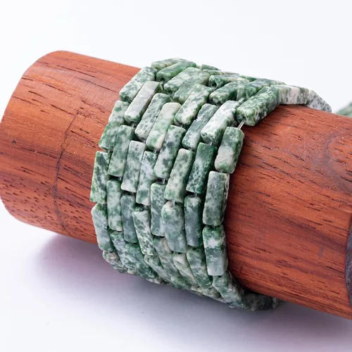 Vista 5 de Cuentas de tubo rectangular de jade africano natural, 0.157 x 0.512 in, 15.0 in/str sueltas semi piedras preciosas para hacer pulseras, collares