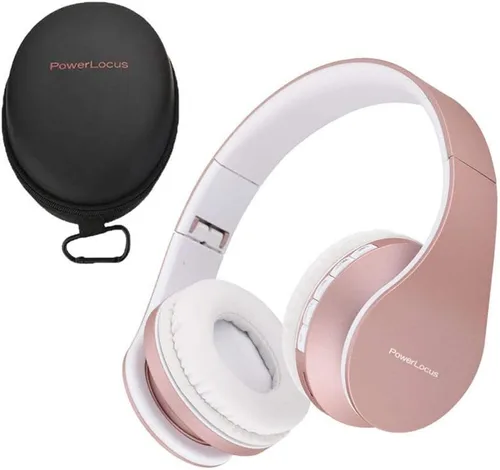 Vista 18 de PowerLocus - Audífonos inalámbricos Bluetooth para usar sobre las orejas, estéreo, plegables, con cable y micrófono incorporado para iPhone