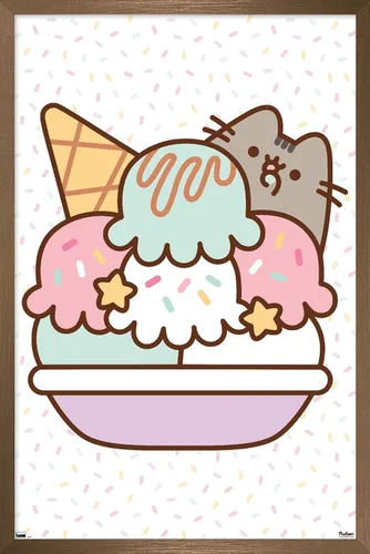 Vista 15 de Trends International Pusheen - Póster de pared de helado, 22.4 pulgadas de largo x 14.7 pulgadas, versión enmarcada en plata Versión con marco