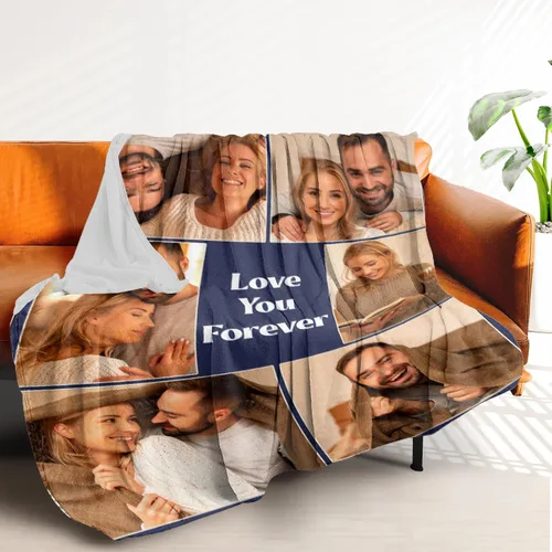 Vista 2 de Manta personalizada con texto de fotos, mantas personalizadas con imágenes, aniversario, cumpleaños, día de San Valentín, regalos de fotos