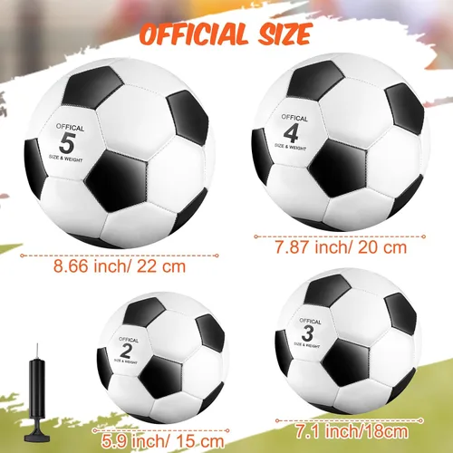 Vista 2 de Jenaai 24 pelotas de fútbol desinfladas con inflador, tamaño oficial a granel, para adolescentes, adultos, niños, interiores y exteriores, deportes