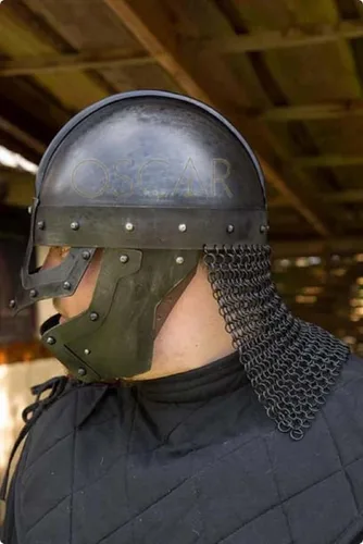 Vista 8 de Casco medieval de cuervo vikingo con cadena, para batalla