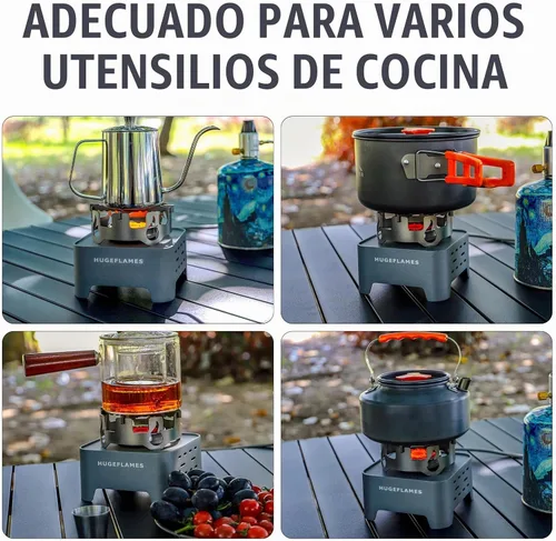 Vista 4 de Estufa de camping de propano con estuche de transporte e ignición portátil, estufa de gas para camping al aire libre, barbacoa, senderismo